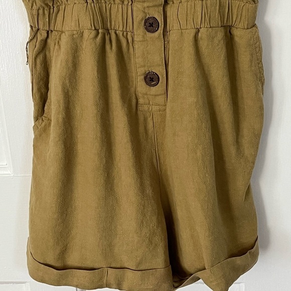 Urban Outfitters UO Malibu Romper Women Small Khaki Brown Sleeveless Linen Blend - Picture 4 of 13